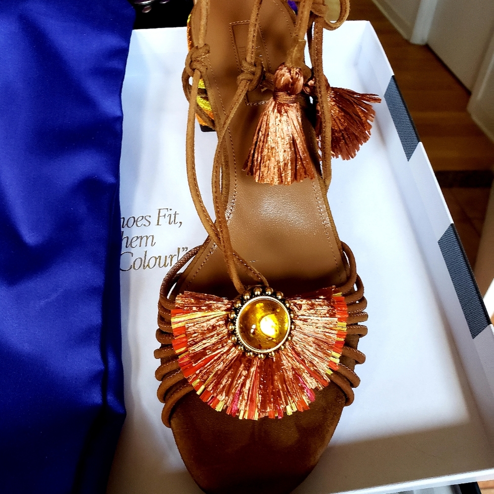 Killer Aquazarra suede embroidered sandals- gorgeous! Brand NWT